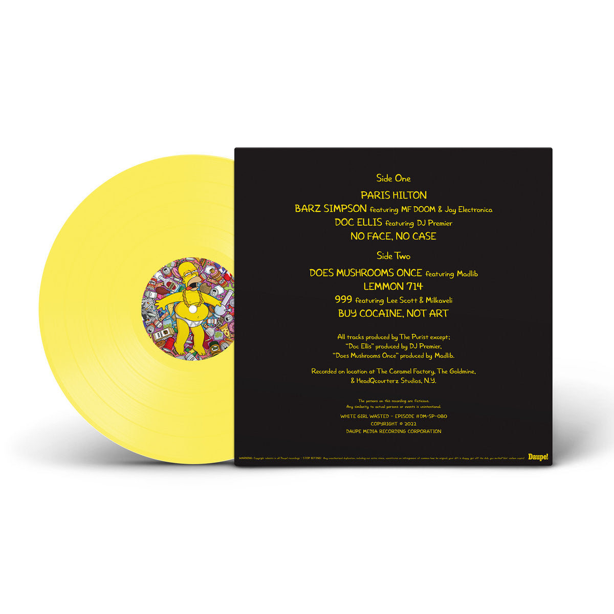 White Girl Wasted Exclusive Limited Edition Yellow Color Vinyl LP Reco –  Entegron LLC