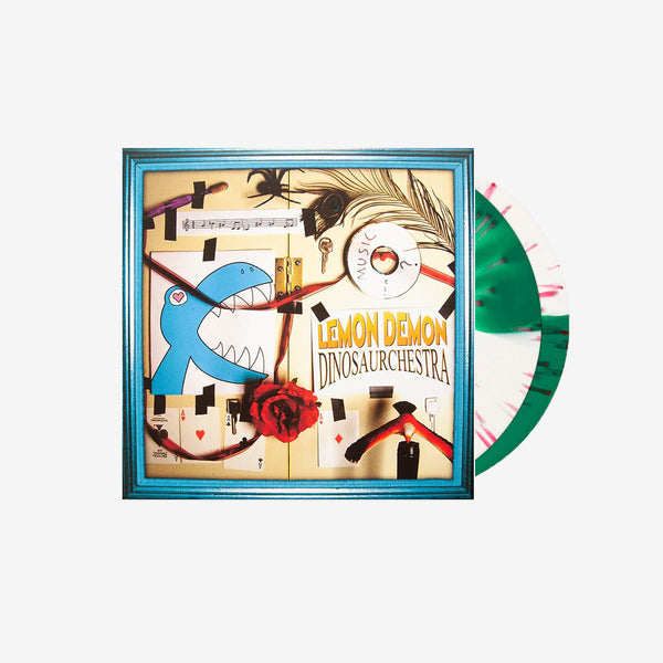 Lemon Demon - Dinosaurchestra Exclusive Green & White Stripes With Red Splatter Color Vinyl LP Record