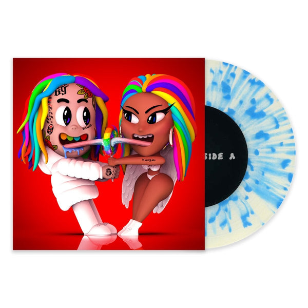 6IX9INE With Nicki Minaj - rollz Exclusive Limited Edition # 500 White Blue Splatter Colored 7" Vinyl LP Record